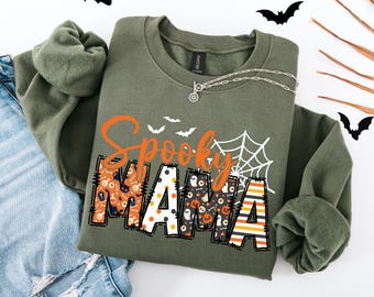 Spooky Mama Sweatshirt, Retro Halloween Shirt For Mother, Halloween Mom Shirt Gift, Halloween Mama Sweatshirt, Spooky Season, Retro Shirt
