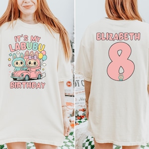 Comfort Colors® Custom Labubu Birthday Shirt, Personalized Labubu Monster Birthday Gift, Custom Birthday Shirt, Cute Birthday T-Shirt