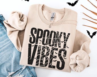 Sudadera con vibraciones espeluznantes, sudadera de Halloween espeluznante, sudadera de Halloween para mujer, sudadera de otoño espeluznante, regalo de Halloween, sudadera espeluznante para mujer