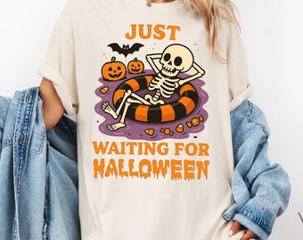 Summerween Comfort Colors® Shirt, Summer Skeleton, Spooky Summer Tee, Retro Summer, Girly Summer, Beach Vibes Tee, Halloween Skeleton Shirt