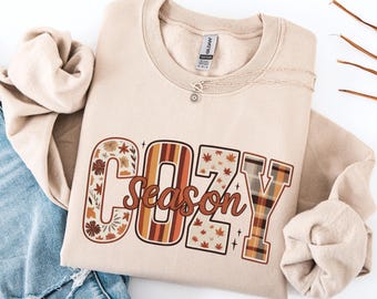 Cozy Season Sweatshirt, Retro Fall Sweatshirt, Get Cozy Sweatshirt, Womens Fall Sweaters, Fall Graphic Tee, Women Fall Shirt,Sweater Weather