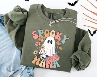 Spooky Mama Halloween Sweatshirt - Halloween Moms Gifts - Spooky Mama Sweatshirt - Spooky Mama Shirt - Funny Halloween Shirt Fall Sweatshirt