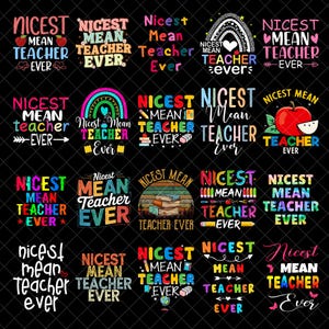 Schönster gemeiner Lehrer aller Zeiten Png Bundle, Lustiges Groovy Lehrer-Wertschätzungsdesign, Lehrerliebe, Lehrerstolz, Bester Lehrer, Schullehrer
