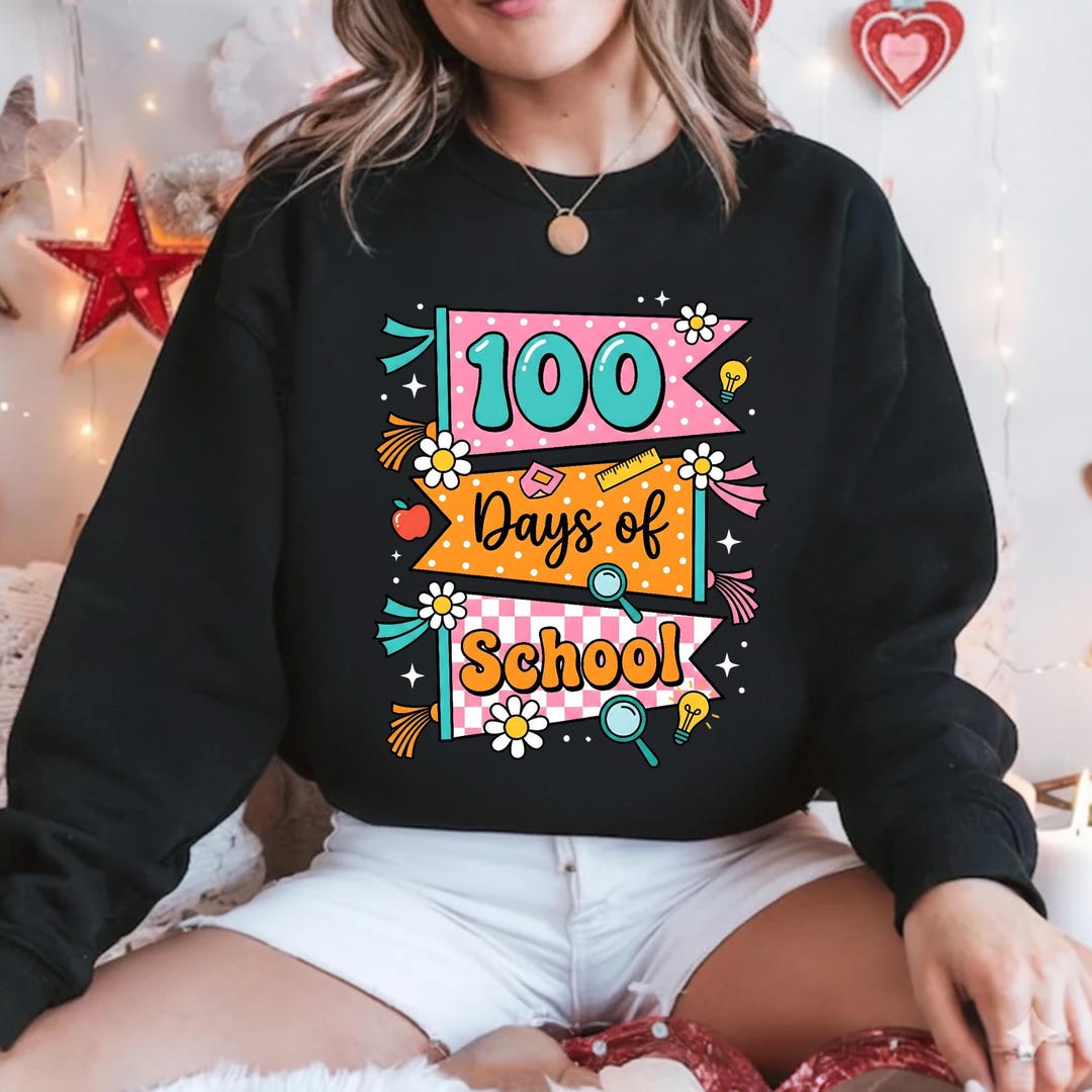 100 Days of School PNG Digital Download Cute Teacher Shirt Design Back ...