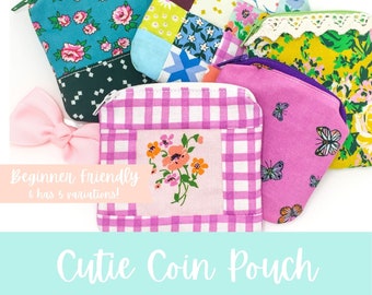 Cutie Coin Pouch PDF PATTERN/ mini pouch/ sewing pattern/ 5 variations