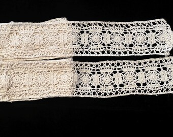 Antieke (vintage) handgemaakte GEHAAKTE KANTEN – 3+ werven! 3" breed