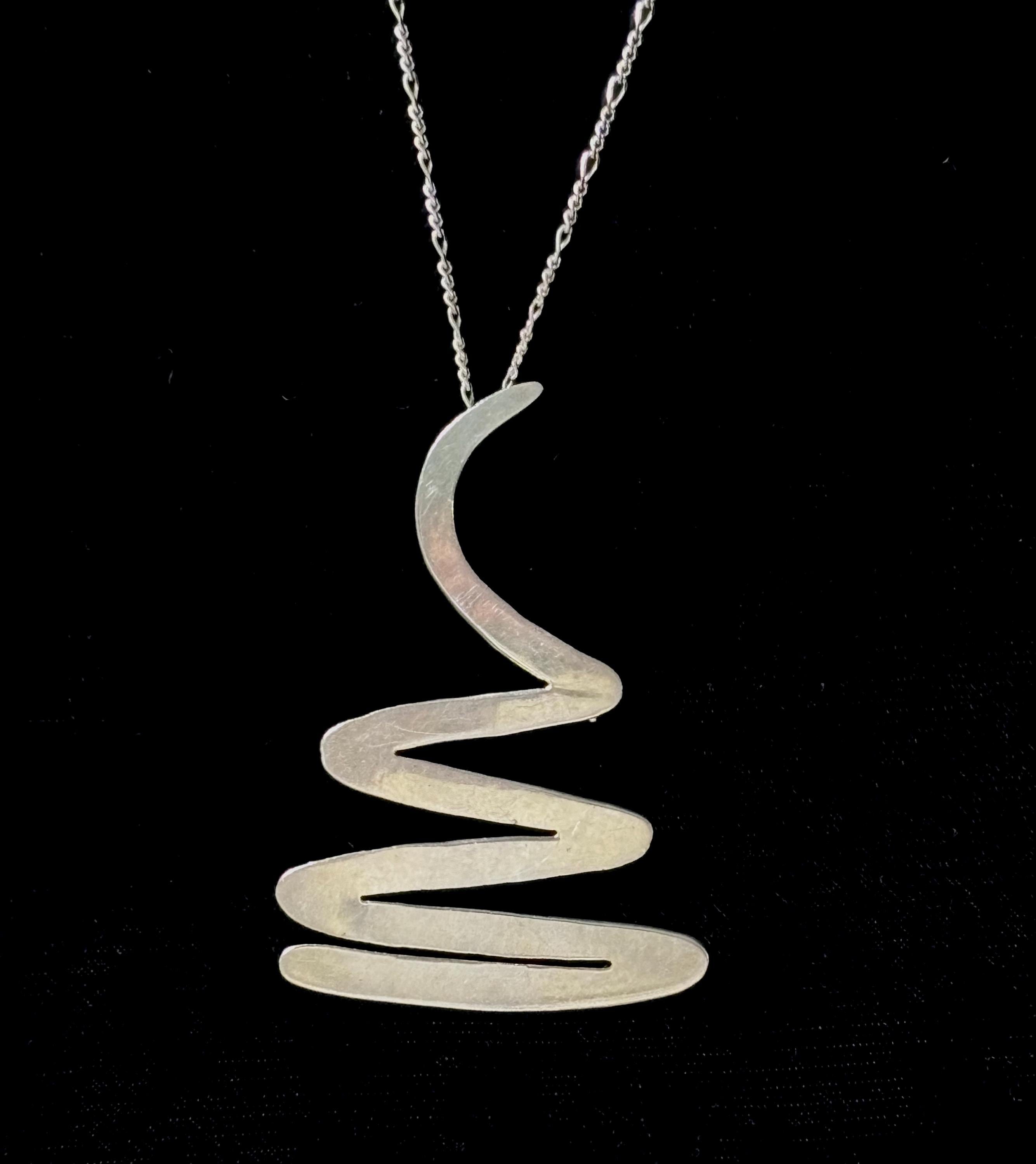 Vintage Mexican Sterling Silver Abstract Swirl Pendant & Pin in