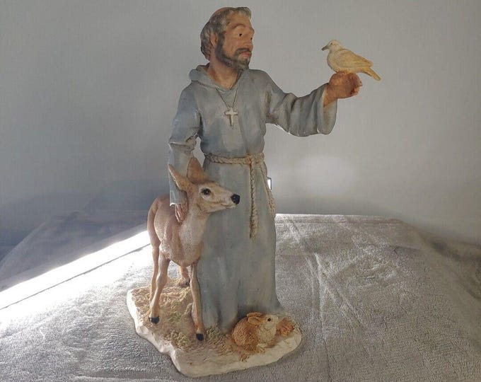 St Francis of Assisi Statue Deer Rabbit Dove 9 Castagni 1989 Vintage ...