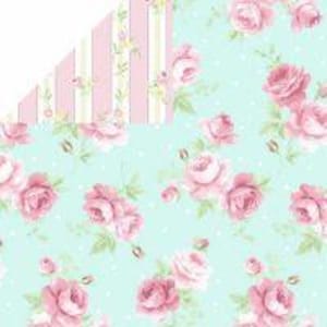 Pink Roses Prequilted Cotton Fabric - pre-quilted - double-sided fabric - YOU FINISH EDGES - 1 yard 20&quot; by 40&quot;