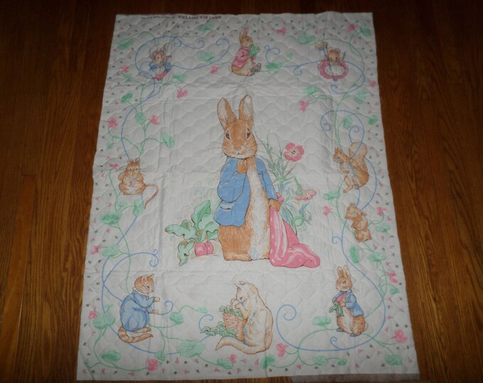 Rare Peter Rabbit Beatrix Potter Characters Prequilted Cotton Fabric ...