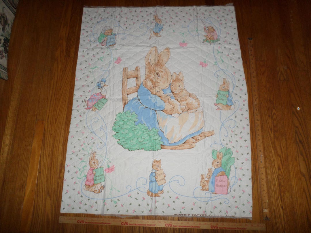 Peter Rabbit Beatrix Potter Characters PREQUILTED Cotton Fabric Panel ...