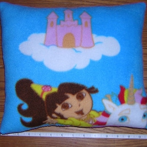 New Small Fleece Fabric Pillow  made from purchased Dora The Explorer Princess fabric