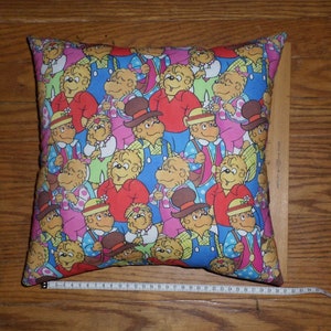 New Small Decorative Cotton Fabric Pillow made from purchased, licensed The Berenstain Bears Family Cotton Fabric