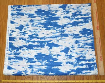 New Deep BLUE SKY with CLOUDS - Large Print Cotton Fabric  -  1 yard