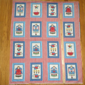 Rare American Patriotic Angels Cotton Fabric Panel - PREWASHED - USA Country Angels - 35&quot; x 42&quot;