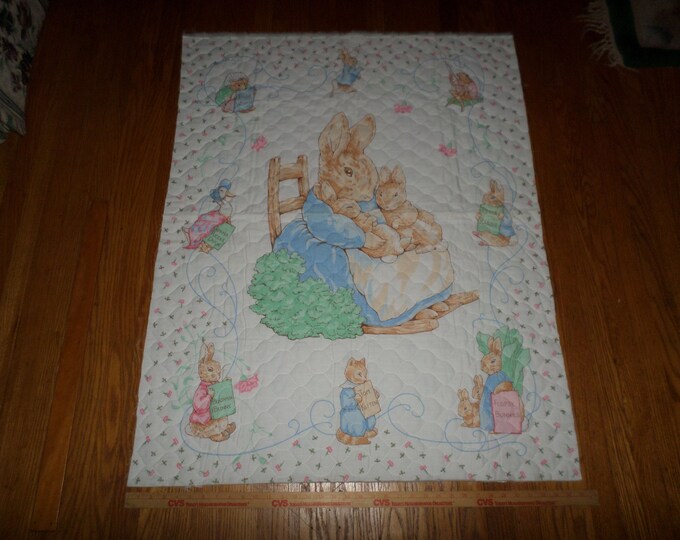 Rare Peter Rabbit Beatrix Potter Characters Prequilted Cotton Fabric ...