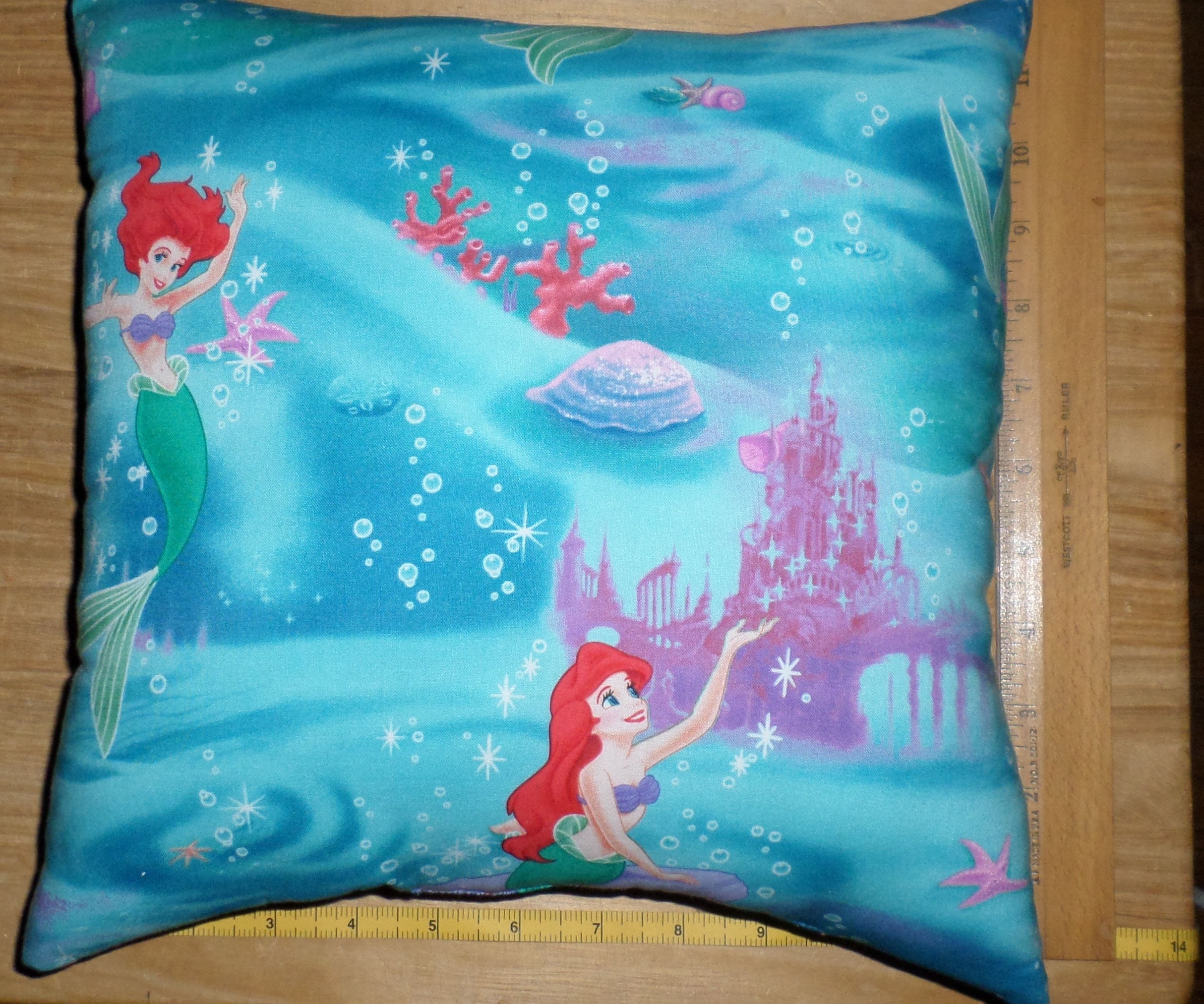 Small Decorative Cotton Fabric Pillow Made From Purchased ARIEL the LITTLE MERMAID Cotton Fabric Etsy