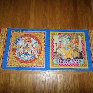 Rare Mary Engelbreit Queen of Everything Princess Of Quite Alot PRE-WASHED Cotton Fabric Panel -  17&quot;x42&quot; - from 2003