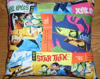 New * STAR TREK * Comic Book Covers Decorative Cotton Fabric Pillow - Handmade in the U.S.A.