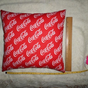 Small Decorative Cotton Fabric Pillow Handmade from Coke Coca-Cola purchased licensed fabric