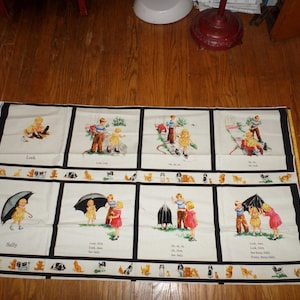 Rare Vintage  Dick and Jane and Sally Cotton Fabric Panel - 22&quot;x40&quot; - as pictured