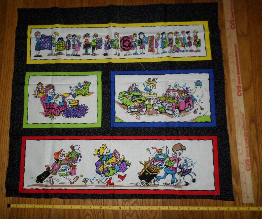 Under the Influence of Fabric COTTON Fabric Panel Humorous Scenes 21 X ...