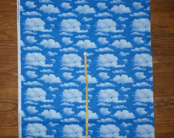 New Deep Blue Skies and Clouds Cotton Fabric - selling by the yard by Marshall Dry Goods