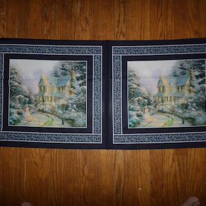 The Night Before Christmas Thomas Kinkade Scene Cotton Fabric Benartex Pillow Panel - 17&quot;X42&quot;
