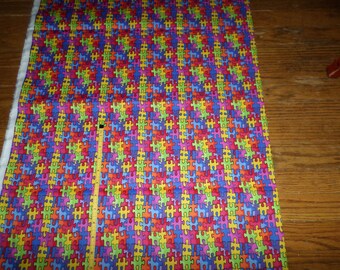 New Autism Awareness Jigsaw Puzzle Cotton Fabric Print  - selling by the Yard