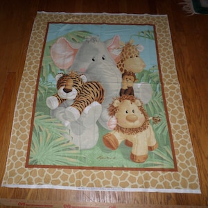 Rare Jungle Babies Single Cotton Fabric Panel - Patty Reed 35&quot; by 44&quot; - dated 2008 - Single Panel Only - as pictured! -  NOT PREQUILTED!!!