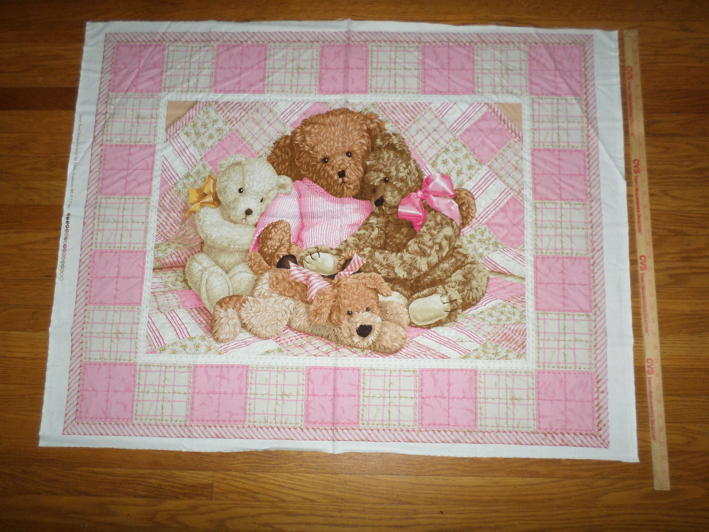 UniqueFabricPanels 30x39 inch Boho Cute Bear Fabric Panel, Quilting Panel,  Baby Quilt Panel, Cotton Baby Panel, Blanket Panel, Bedding Panels