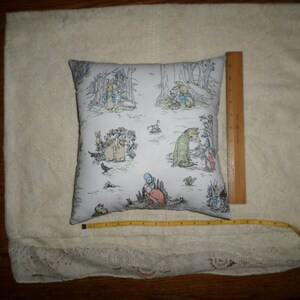Small Decorative Fabric Pillow made from Beatrix Potter&#39;s Peter Rabbit Characters cotton fabric