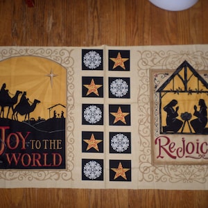 Rare JOY To The WORLD Cotton Fabric Panel - REJOICE Religious Christmas Nativity Panel