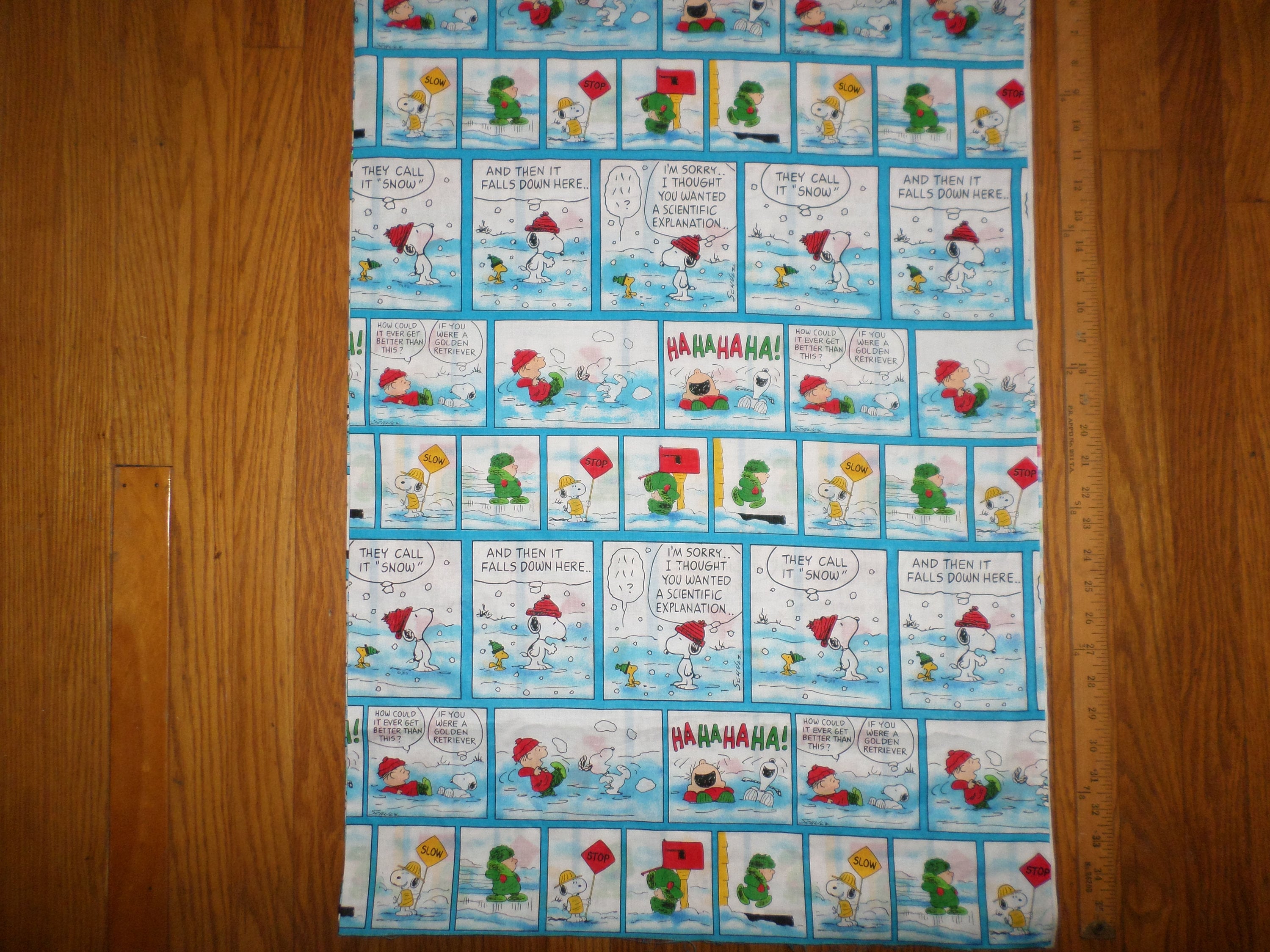 Rare Vintage The PEANUTS Characters Cartoon Strips Cotton Fabric - 1 yard - 36"x42" - dated 2006 on the selvage
