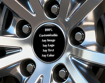 Set mit 4 personalisierten Radmittenkappenaufklebern mit einem beliebigen Logo/Bild/Text/Farbe/Design, selbstklebende Harz-Emblem-Aufkleber