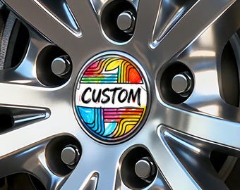 Custom Wheel Emblems Stickers, Self Stick Stickers for Wheel Center Caps, Universal Wheel Rims Decals, Resin Wheel Center Caps