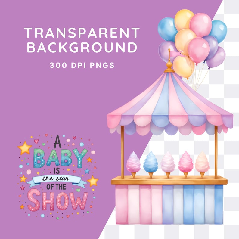 Pastel Circus Tent Clipart Set | Watercolor Circus Animals PNG ...