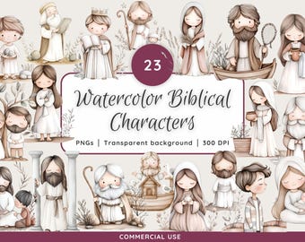 Biblical Characters Clipart, Watercolor Old Testament Bible Character Clip Art, New Testament Bible Characters Clipart, Sunday School Art