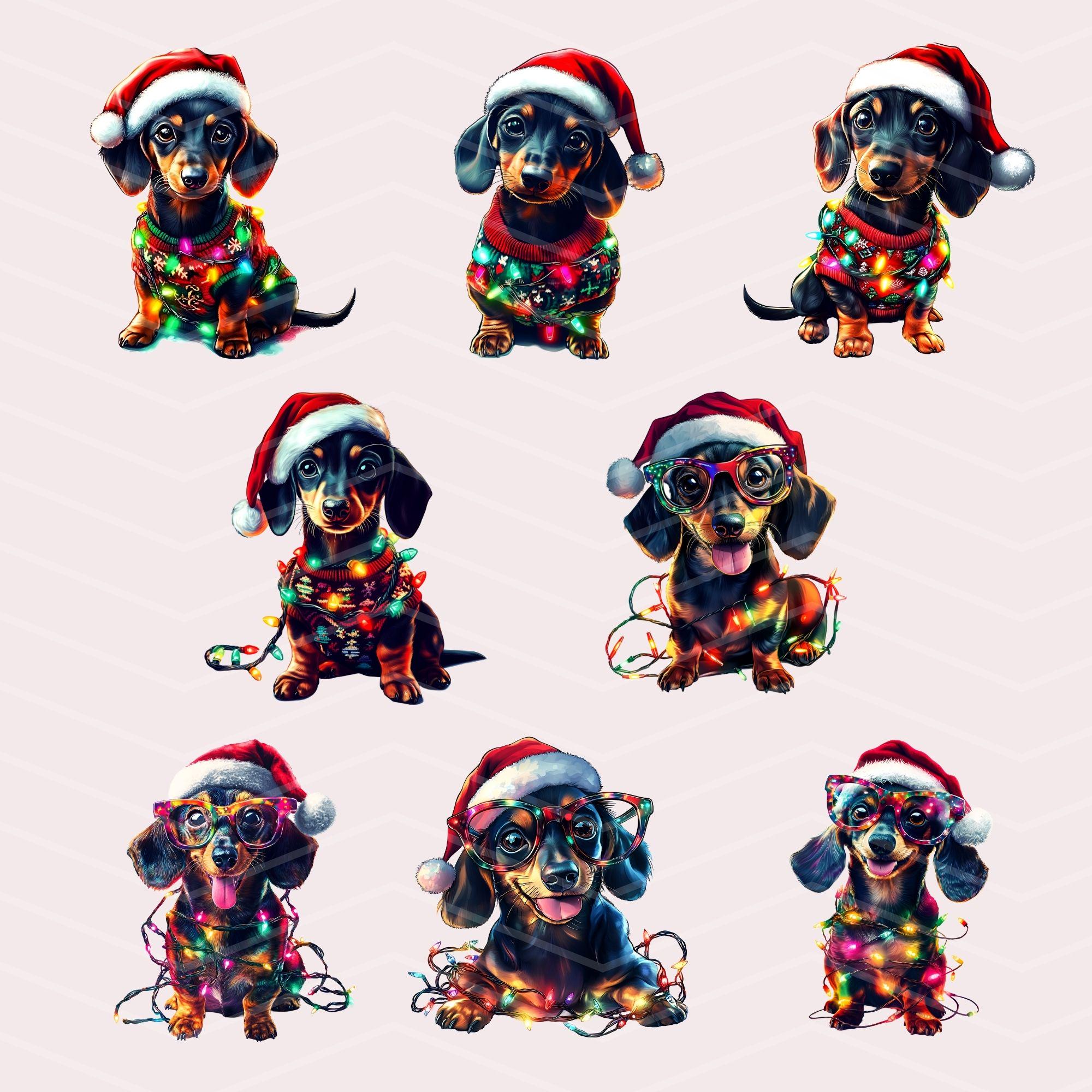 Quirky Dachshund Christmas PNG Clipart, Festive Weener Dog Digital ...