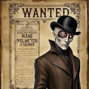 40 Victorian Era / Steampunk Wanted Posters, Custom Designs, DIY Projects, Digital and PNG Files.