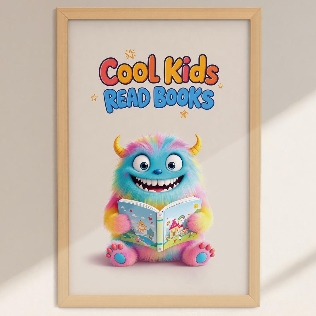 Cool Kids Read Books Wall Art, Reading Corner Decor, Book Lover ...