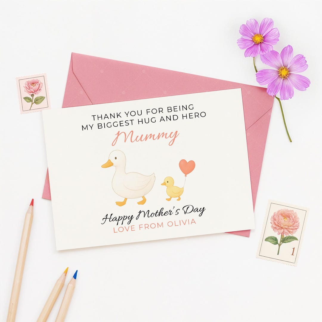 Printable Ducks Mother's Day Card From Kids | Editable Mothers Day Gift ...