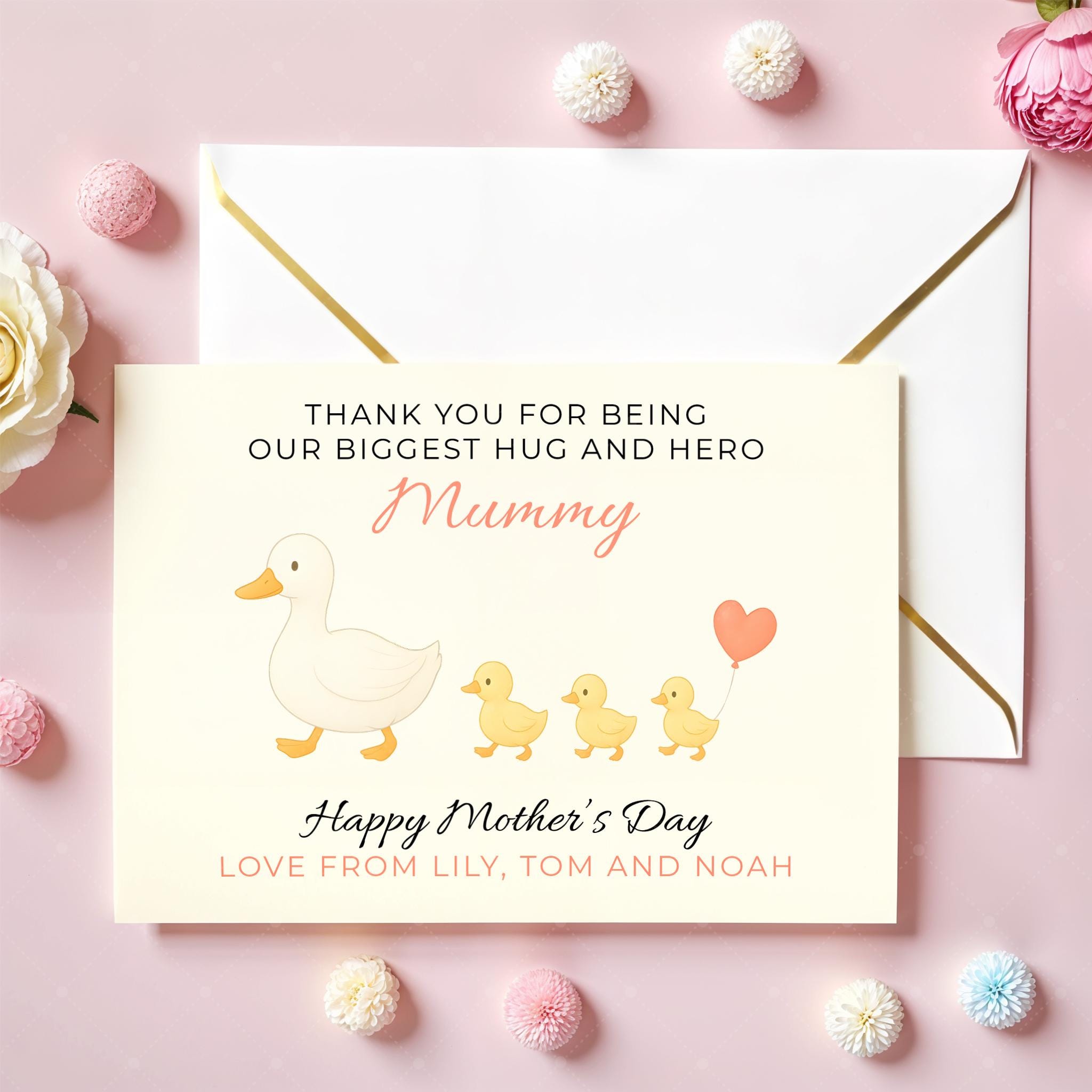 Printable Ducks Mother's Day Card From Kids | Editable Mothers Day Gift ...