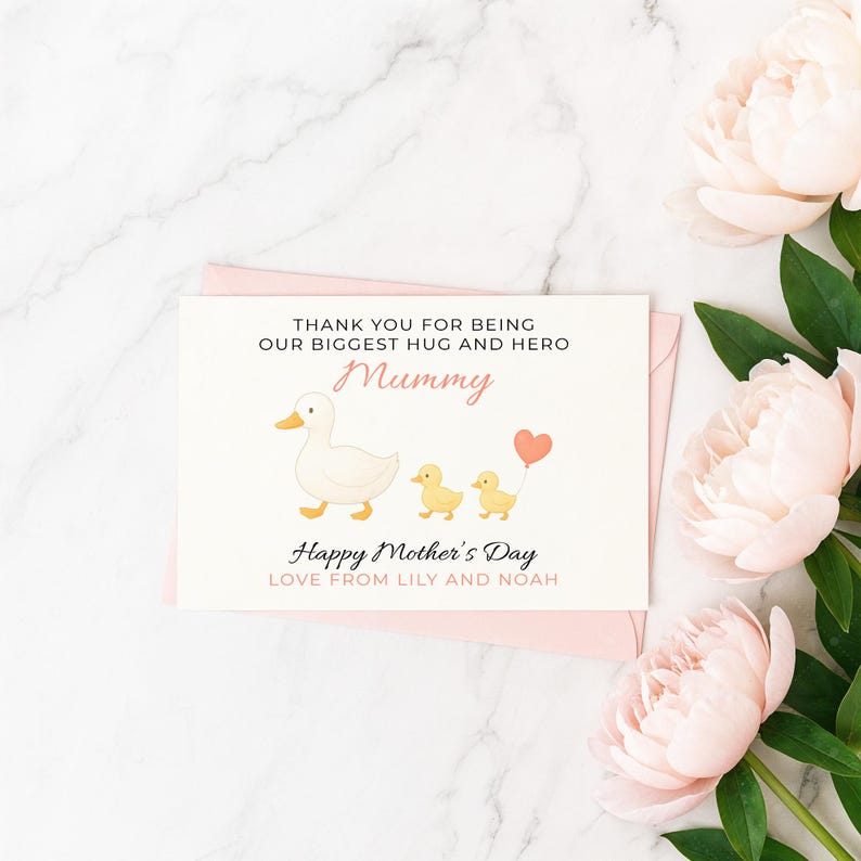 Printable Ducks Mother's Day Card From Kids | Editable Mothers Day Gift ...