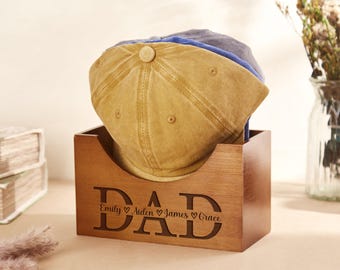 Porta gorras personalizado, soporte para gorras grabado, regalo para el Día del Padre, organizador de gorras de béisbol para papá, caja para guardar gorras, el mejor regalo para papá.