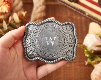 Hebillas de cinturón personalizadas para hombre, hebilla de cinturón con monograma personalizado de estilo occidental para él, padrino de boda, regalo del Día del Padre, hebilla de cinturón con nombre grabado.
