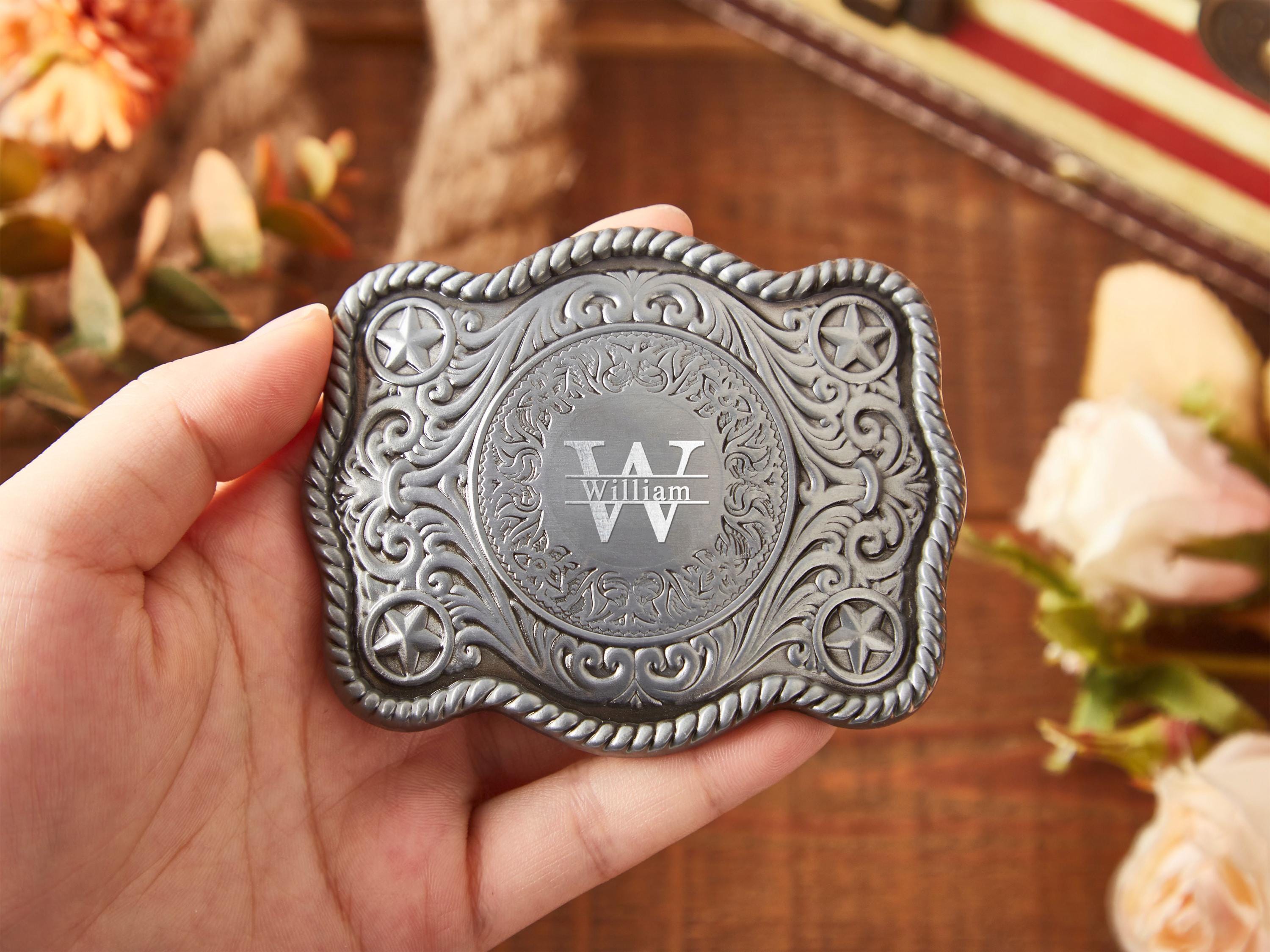 Hebillas de cinturón personalizadas para hombre, hebilla de cinturón con monograma personalizado de estilo occidental para él, padrino de boda, regalo del Día del Padre, hebilla de cinturón con nombre grabado.