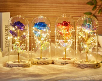 Regalos de flores Galaxy Rose personalizados, regalos de aniversario, un regalo atemporal para el amor eterno, regalos del Día de la Madre para ella, regalos para pareja
