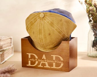 Personalized Hat Holder,Engraved Cap Stand,Father's Day Gift for Him,Baseball Cap Organizer for Dad,Hat Storage Box Best Dad Ever Gifts