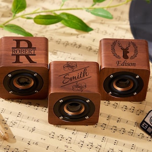 Regalos para padrinos de boda, altavoz Bluetooth personalizado, regalos para damas de honor, altavoz Bluetooth portátil recargable personalizado, mini altavoz de madera